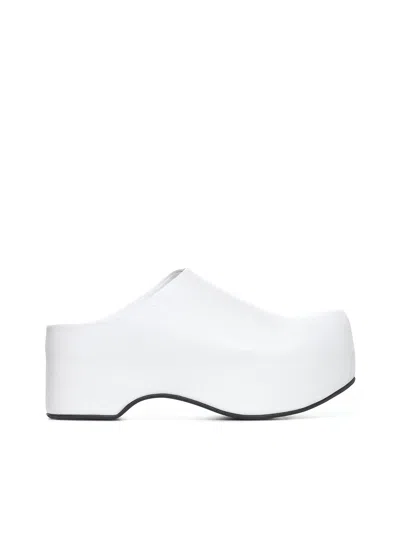 Marni Leather Chunky Sabot Clogs In Lily White
