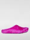 Marni Pink Long-hair Calfskin Fussbett Sabot Loafers In Fuchsia