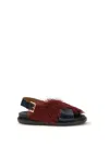 Marni Fussbett Plush Cross-strap Sandals In Red