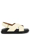 Marni Ivory Leather Fussbett Sandals In Neutral