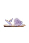 Marni Feather-detail Leather Sandals In Violet