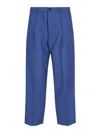 Marni Straight Trousers With Back Pocket And Belt Loops In Blue