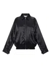 Marni Satin Bomber Jacket Embroidered Back In Black
