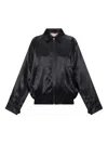 Marni Satin Bomber Jacket Embroidered Back In Black