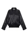 Marni Satin Bomber Jacket Embroidered Back In Black