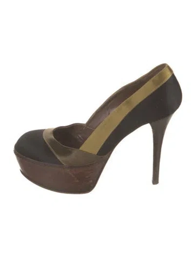Pre-owned Marni Satin Colorblock Pattern Pumps In Multi
