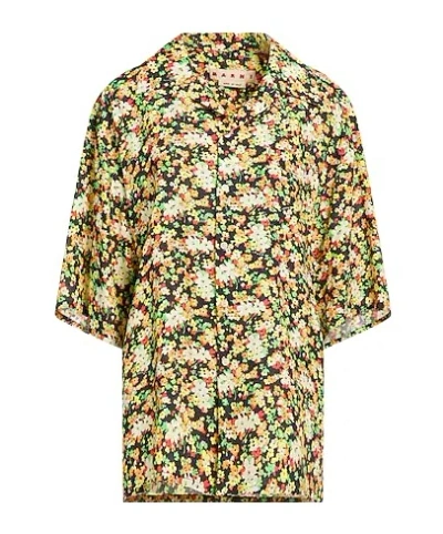 Marni Satin Floral Shirt In Nude