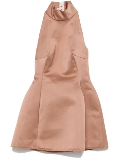 Marni Satin Halterneck Mini Dress In Pompeii