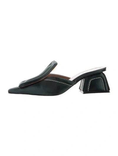 Pre-owned Marni Satin Mules In Green