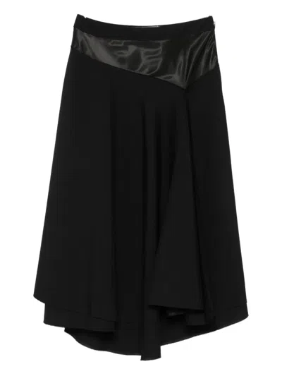 Marni Satin-panel Midi Skirt In Black