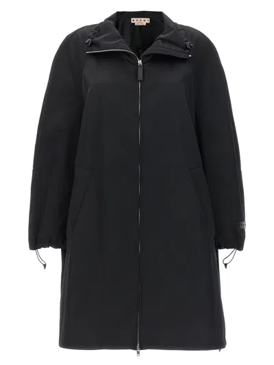 Marni Satin Technical Fabric Parka In Black