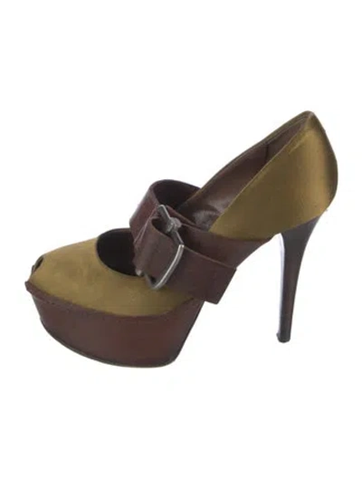 Pre-owned Marni Satin Pumps In Brown/gold
