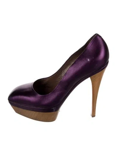 Pre-owned Marni Satin Pumps In Purple