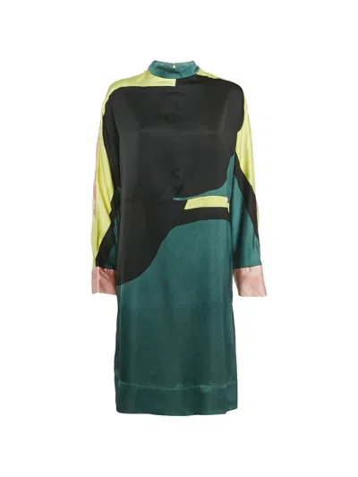 Pre-owned Marni Satin Shift Dress In Black
