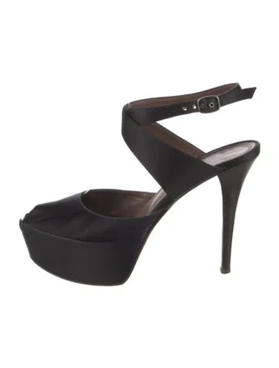Pre-owned Marni Satin Slingback Pumps In Black