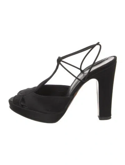 Pre-owned Marni Satin T-strap Pumps In Black