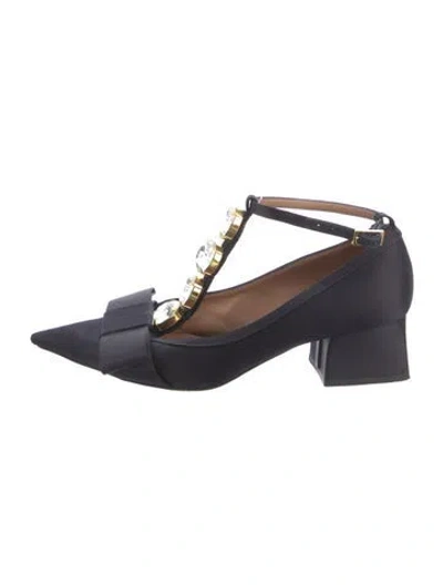Pre-owned Marni Satin T-strap Pumps In Blue