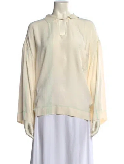 Pre-owned Marni Satin V-neck Blouse In Neutral