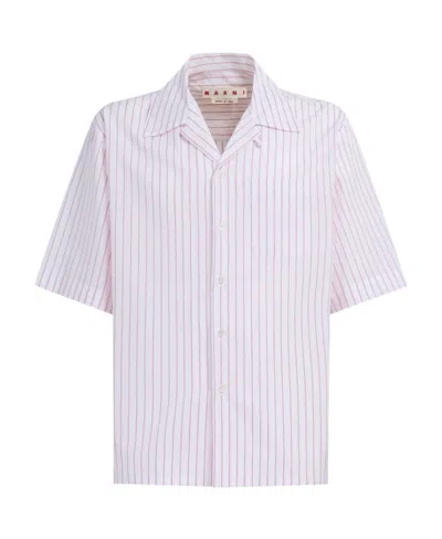 Marni Scallop-print Cotton Shirt In White