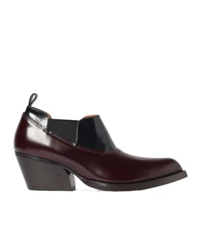 Marni Scalloped-trim Block Heel Boots In Dark Brown
