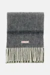 Marni Long Color-block Scarf With Fringed Ends In Gray