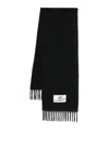 Marni Womens Blublack Brand-tab Fringed-hem Alpaca-blend Scarf In Black