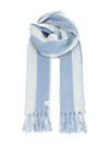 Marni Vertical Striped Scarf With Fringed Ends In Blue