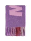 Marni Logo Wool-blend Scarf In Peony