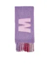 Marni Embroidered Wool Blend Scarf In Prune Violet