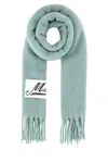 Marni Green Brushed Alpaca Logo Scarf