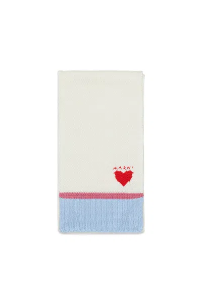 Marni Scarf With Embroidered Logo In White