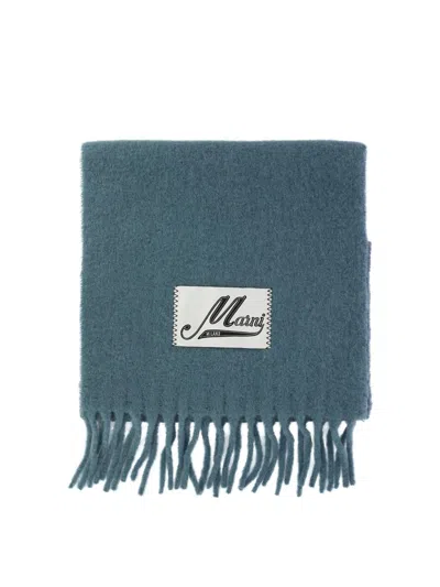 Marni Scarf With Logo Patch In Blue