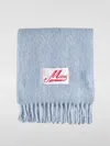 Marni Light Blue Alpaca Blend Scarf With Fringed Ends In Blue