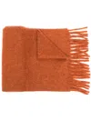Marni Brown Alpaca Scarf With Fringes In Orange
