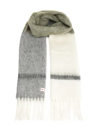 MARNI MARNI GREY ALPACA SCARF WITH FRINGES