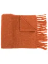 Marni Brown Alpaca Scarf With Fringes In Orange