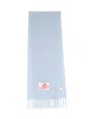 Marni Brushed Texture Light Blue Scarf With Fringed Edges