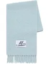 Marni Light Blue Brushed Alpaca Scarf With Fringes In Blue