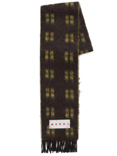 Marni Logo-patch Alpaca Wool-blend Scarf In Multicolor