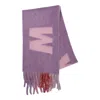Marni Geometric Patterned Plush Scarf With Fringed Ends In Purple