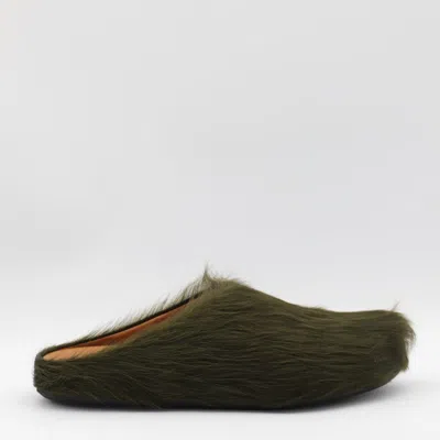 MARNI MARNI GREEN LEATHER FLATS