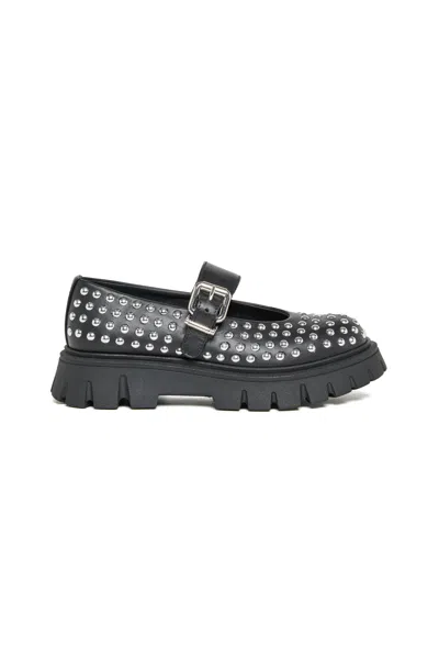 Marni Kids' Studded Leather Mary Jane Shoes In Black