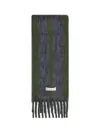 Marni Grey Mohair Blend Scarf With Fringes In Green