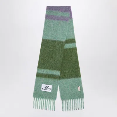 Marni Fringed Brushed-knit Scarf In Green