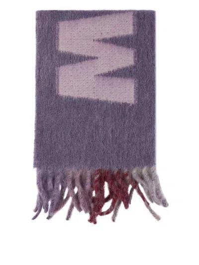 Marni Scarf With Logo Scarves In Purple