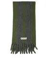 Marni Fringed Ends Striped Pattern Scarves In Green
