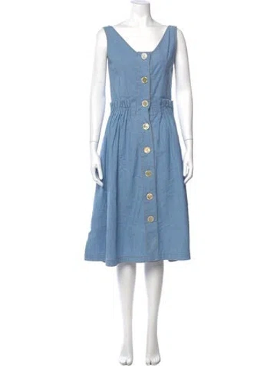 Pre-owned Marni Scoop Neck Midi Length Dress In Blue
