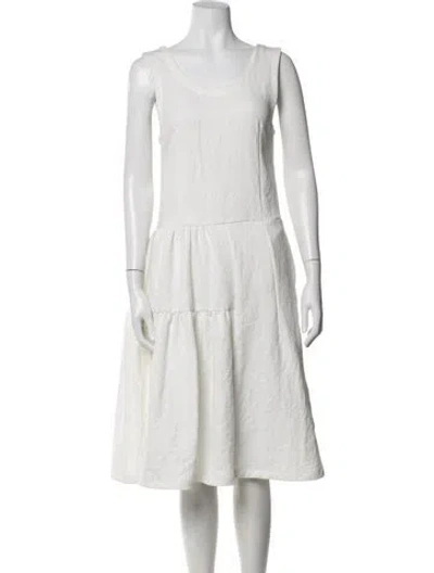 Pre-owned Marni Scoop Neck Midi Length Dress In White