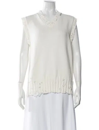 Pre-owned Marni Scoop Neck Sweater In White