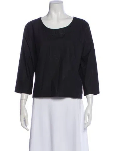 Pre-owned Marni Scoop Neck Three-quarter Sleeve Top In Black